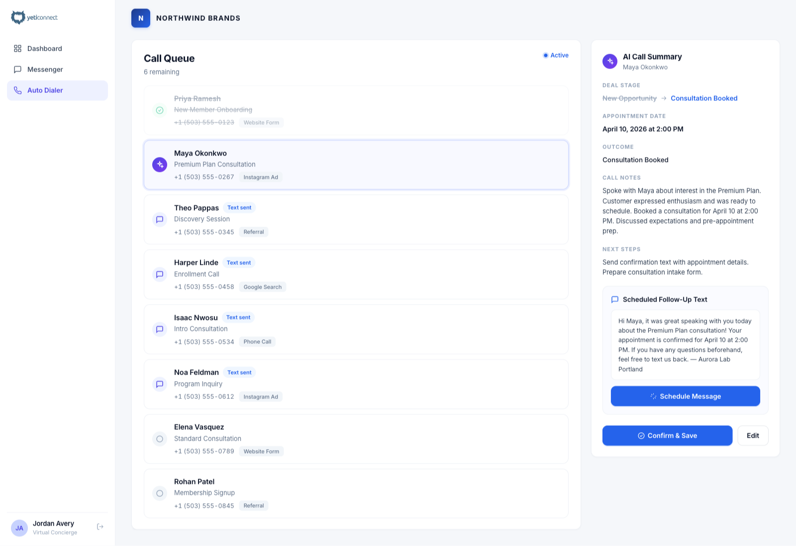 YetiConnect AI auto dialer inside HubSpot