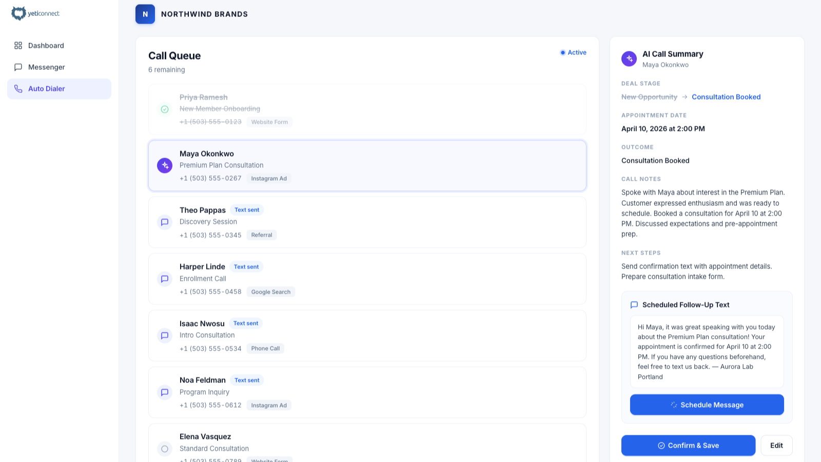 YetiConnect AI auto dialer